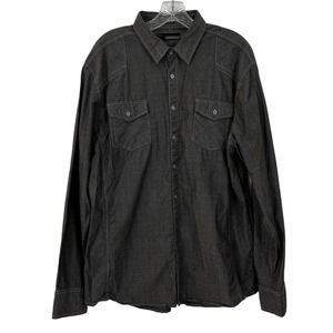 Buckle Black Casual Button Down Jacquard Shirt Long Sleeve Size XL